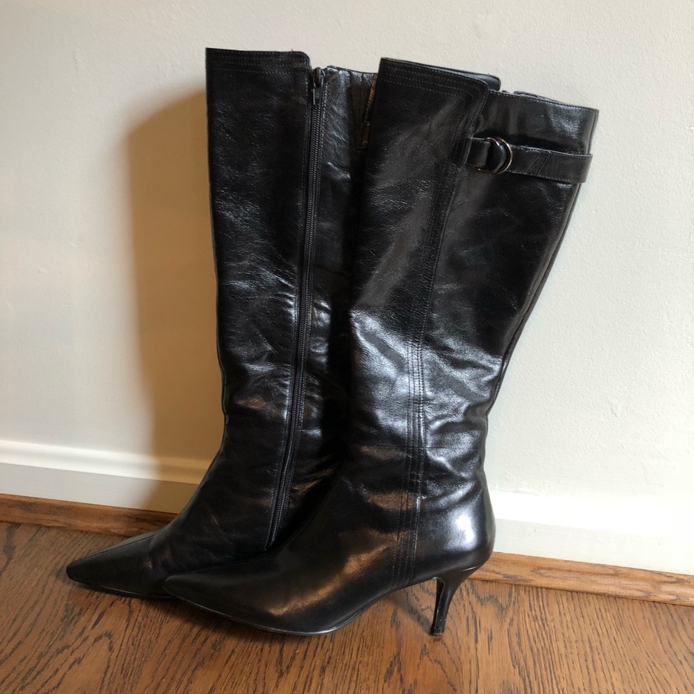 Tall Black Boots with Heel